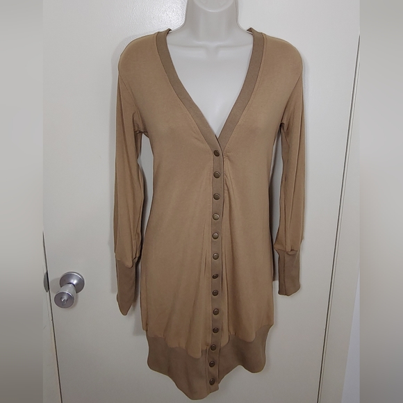 Women's Long Sleeve Snap Button Down Solid Color Knit Ribbed Neckline Cardigans - Picture 5 of 11